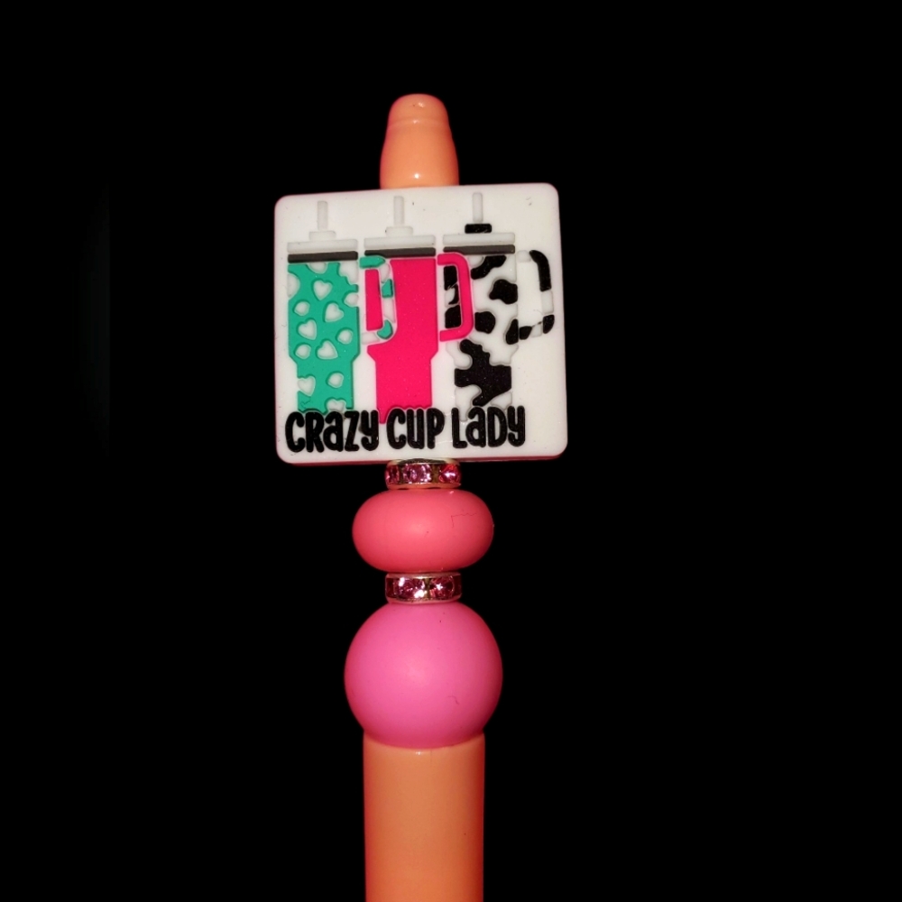B2G1F "Crazy Cup Lady" Beaded Pen, New